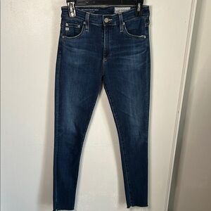 AG Adriano Goldschmied Farrah Fray Dark Wash Stretch Ankle Skinny Jeans